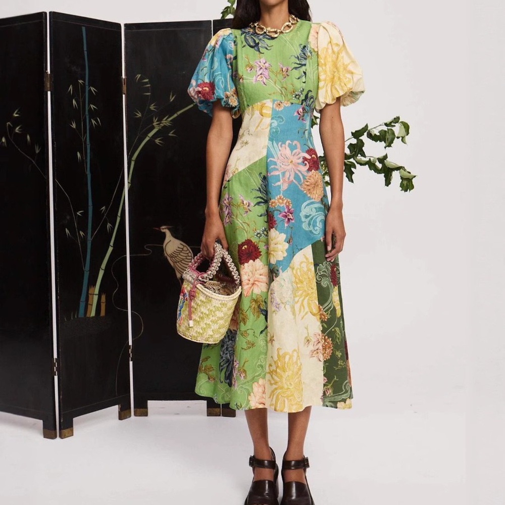 Zimmermann Multicolor Floral Patchwork Puff-Sleeve Maxi Dress - Picture 2 of 5
